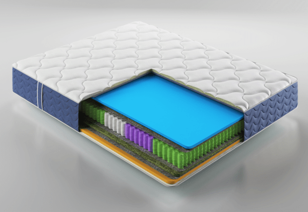Stock image of Blue mattress with the layers from the edge