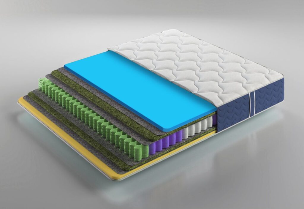 Stock image of Blue mattress with the layers