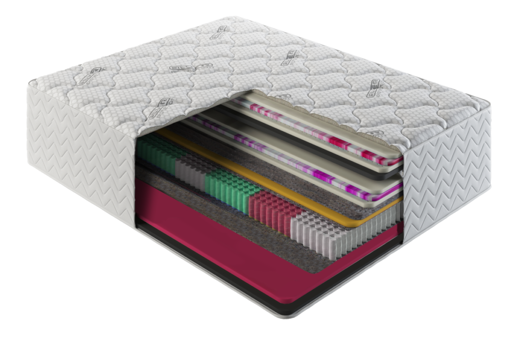 Stock image of Cool Wool mattress with layers from the edge